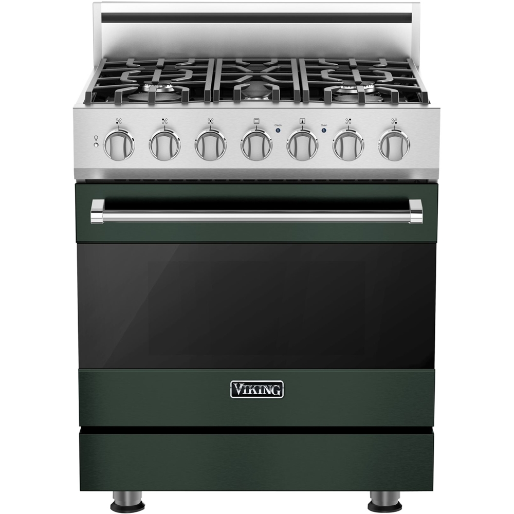 Viking – 3 Series 4.7 Cu. Ft. Freestanding Dual Fuel True Convection Range with Self-Cleaning – Blackforest Green