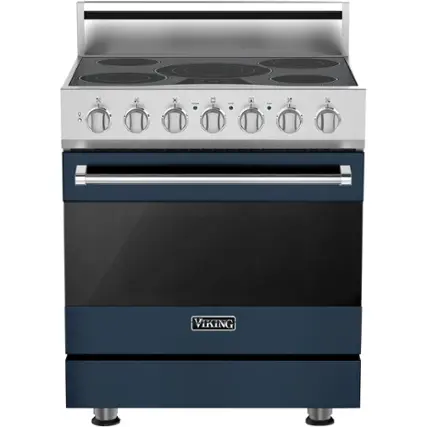 Front. Viking - 3 Series 4.7 Cu. Ft. Freestanding Electric True Convection Range with Self-Cleaning - Blue.