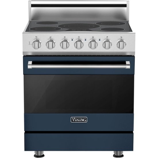 Viking – 3 Series 4.7 Cu. Ft. Freestanding Electric True Convection Range with Self-Cleaning – Slate Blue