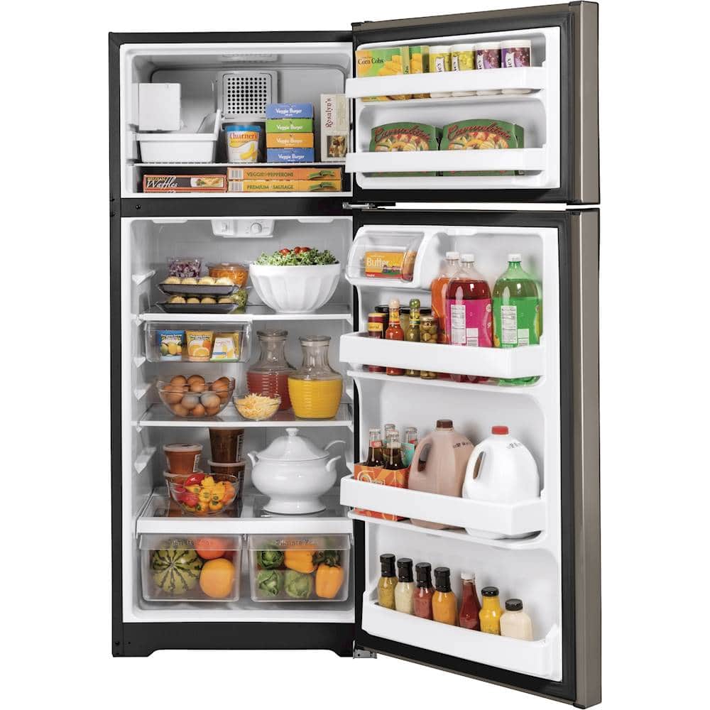 Alt View 1. GE - 17.5 Cu. Ft. Top-Freezer Refrigerator - Silver.