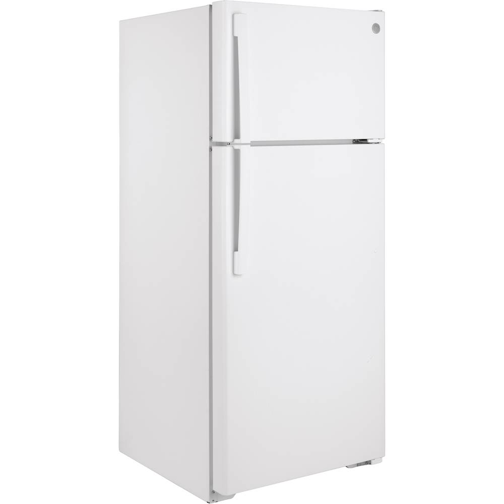 Angle View: GE - 17.5 Cu. Ft. Top-Freezer Refrigerator - White