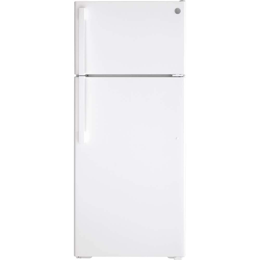 Front. GE - 17.5 Cu. Ft. Top-Freezer Refrigerator - White.