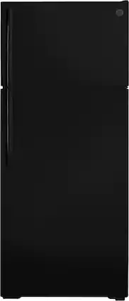 GE - 17.5 Cu. Ft. Top-Freezer Refrigerator with Edge-to-Edge Glass Shelves - Black