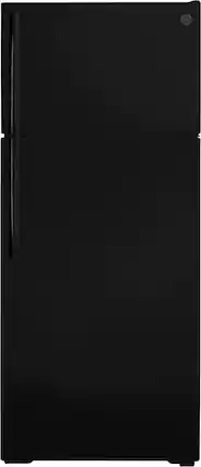 Front. GE - 17.5 Cu. Ft. Top-Freezer Refrigerator - Black.