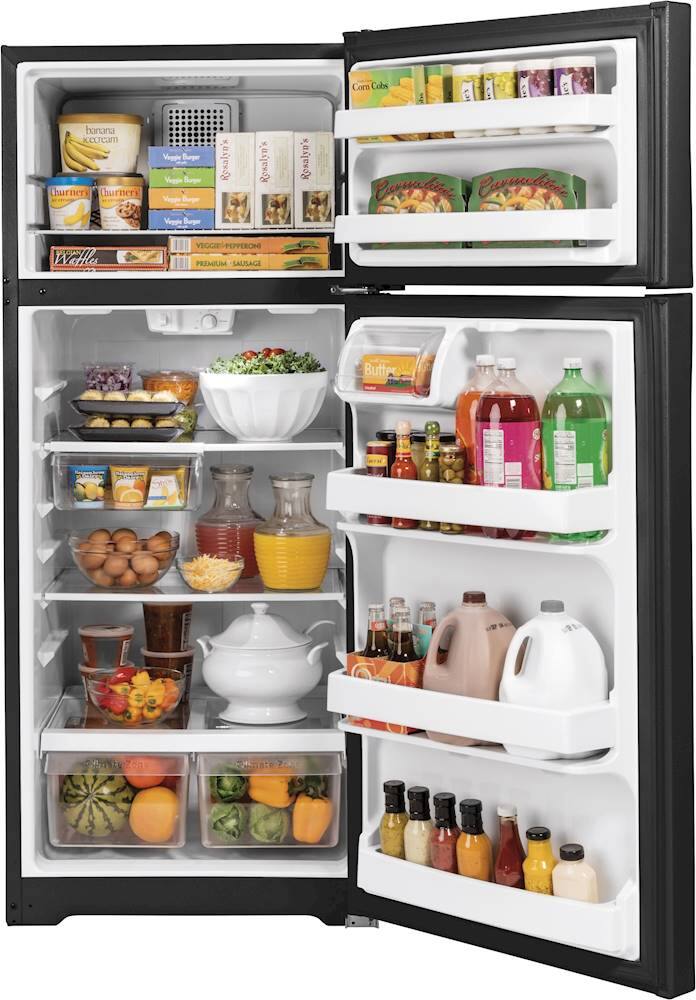 Alt View 1. GE - 17.5 Cu. Ft. Top-Freezer Refrigerator - Black.