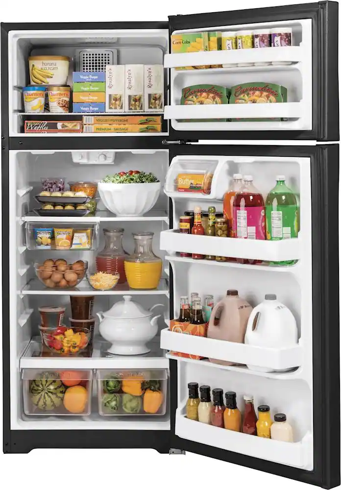 Alt View 1. GE - 17.5 Cu. Ft. Top-Freezer Refrigerator - Black.