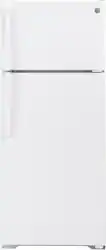 GE - 17.5 Cu. Ft. Top-Freezer Refrigerator with Edge-to-Edge Glass Shelves - White - Front_Zoom