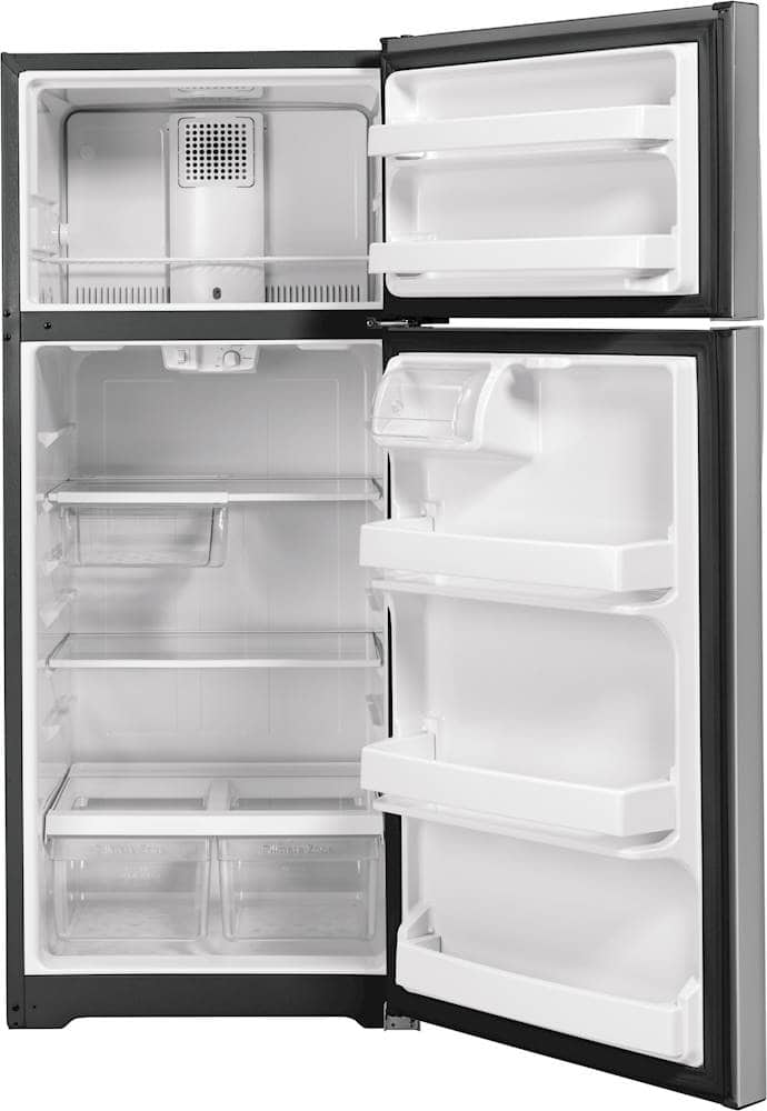 Alt View 2. GE - 17.5 Cu. Ft. Top-Freezer Refrigerator - Stainless Steel.