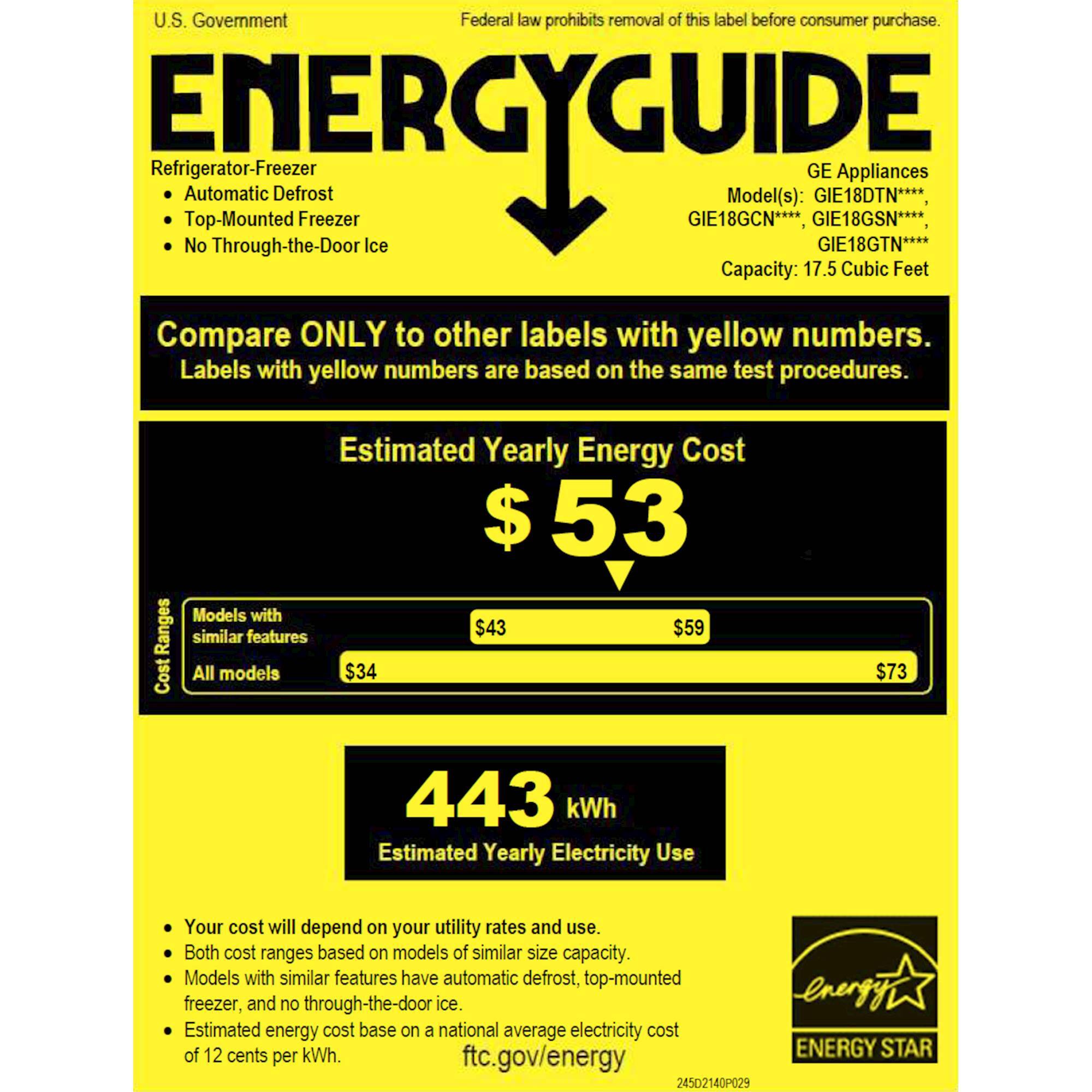 GE 17.5 Cu. Ft. TopFreezer Refrigerator Black GIE18GTNRBB Best Buy