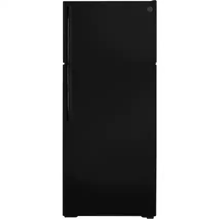 Front. GE - 17.5 Cu. Ft. Top-Freezer Refrigerator - Black.