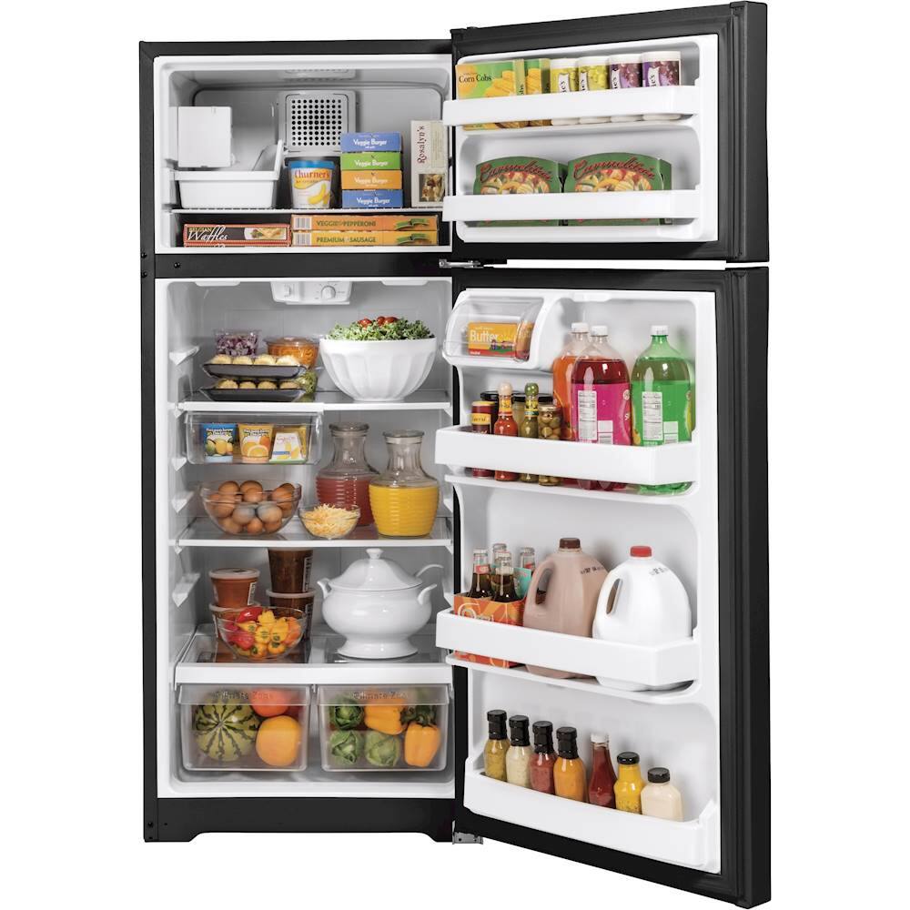 Alt View 1. GE - 17.5 Cu. Ft. Top-Freezer Refrigerator - Black.