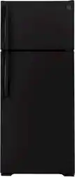 GE - 17.5 Cu. Ft. Top-Freezer Refrigerator with Edge-to-Edge Glass Shelves - Black - Front_Zoom
