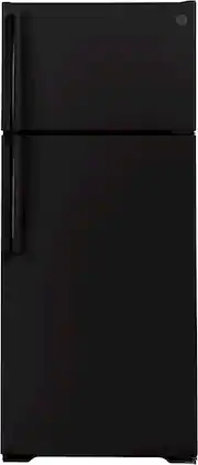 GE - 17.5 Cu. Ft. Top-Freezer Refrigerator with Edge-to-Edge Glass Shelves - Black