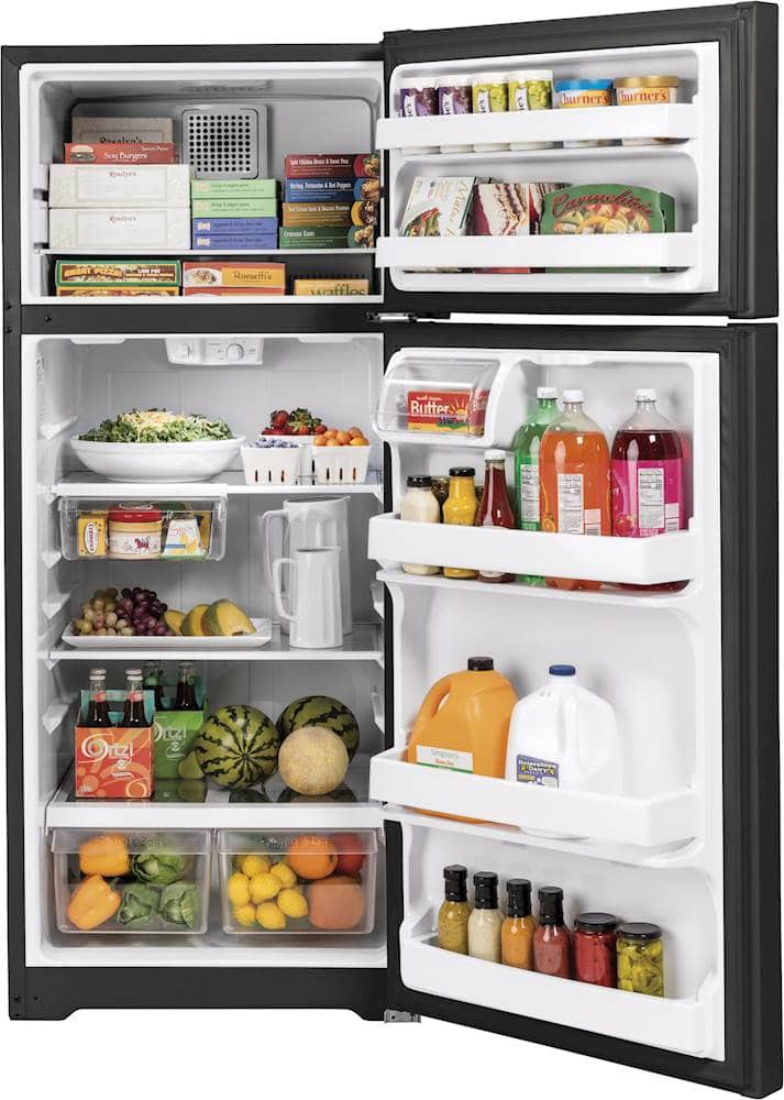 Alt View 1. GE - 17.5 Cu. Ft. Top-Freezer Refrigerator - Black.