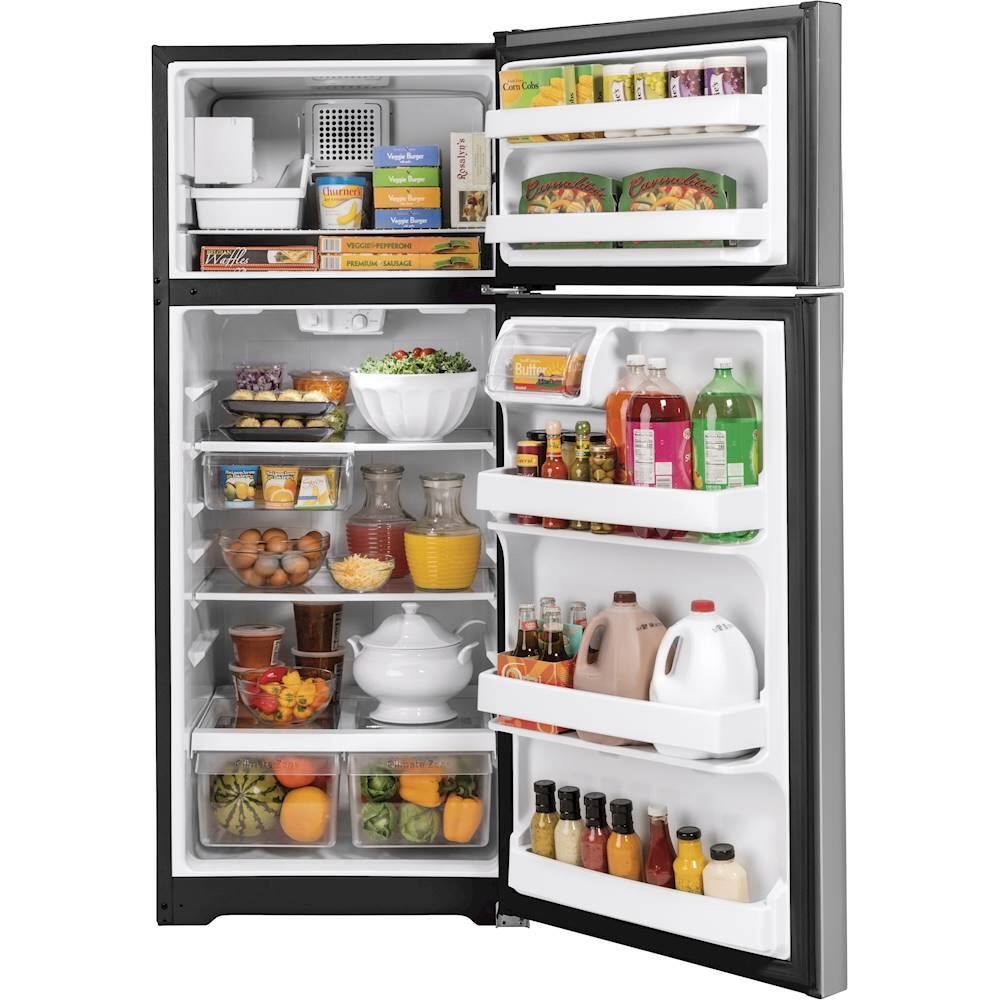 Alt View 1. GE - 17.5 Cu. Ft. Top-Freezer Refrigerator - Stainless Steel.