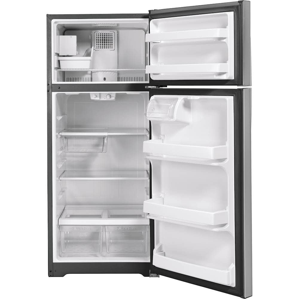 Alt View 2. GE - 17.5 Cu. Ft. Top-Freezer Refrigerator - Stainless Steel.