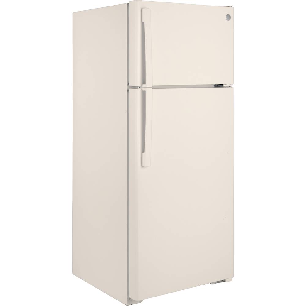 Angle View: GE - 17.5 Cu. Ft. Top-Freezer Refrigerator - Bisque