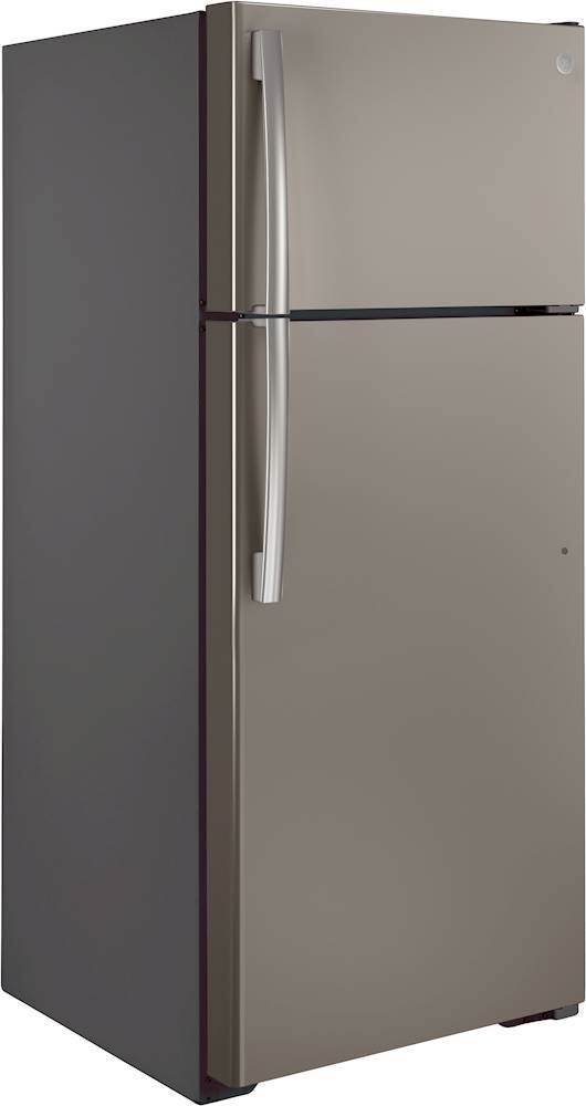 Angle. GE - 17.5 Cu. Ft. Top-Freezer Refrigerator - Slate.