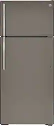 GE - 17.5 Cu. Ft. Top-Freezer Refrigerator with Edge-to-Edge Glass Shelves - Slate - Front_Zoom