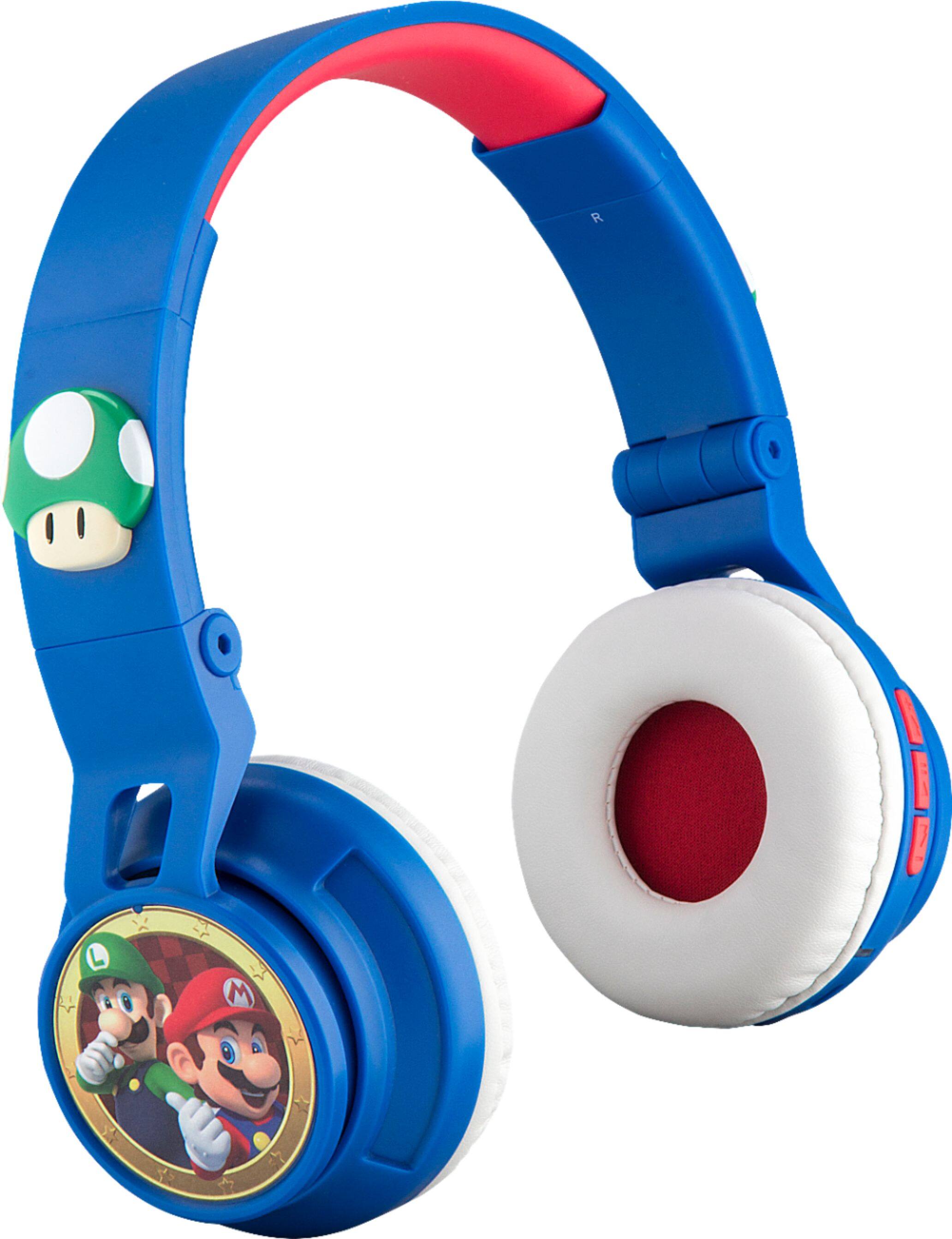 Angle. iHome - eKids Super Mario Wireless Over-the-Ear Headphones - White/Red/Blue.