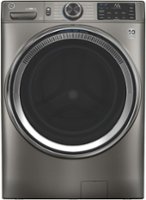 GE - 4.8 Cu. Ft. High-Efficiency Stackable Smart Front Load Washer with Microban - Satin Nickel - Front_Zoom