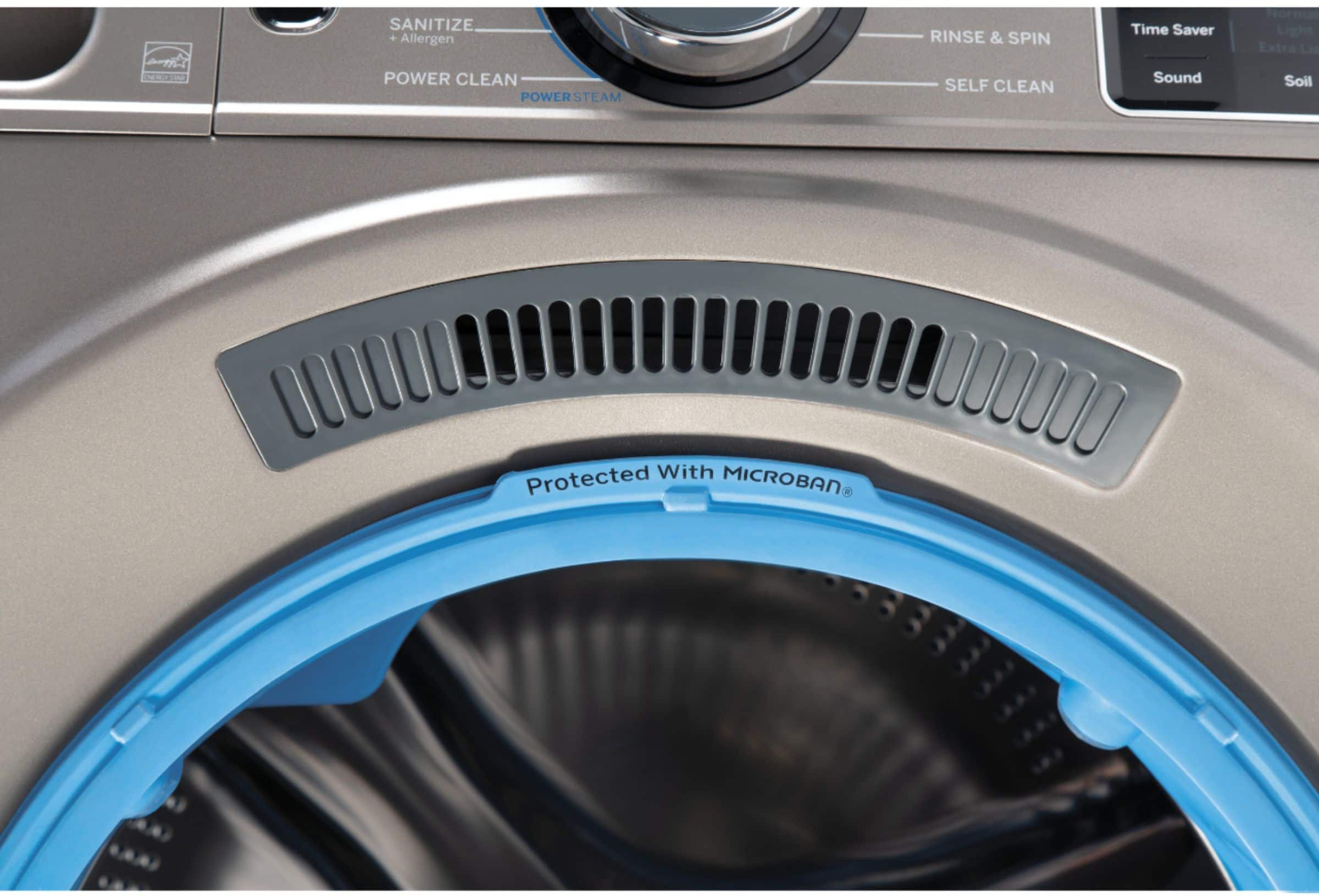 Alt View 11. GE - 4.8 Cu Ft High-Efficiency Stackable Smart Front Load Washer w/UltraFresh Vent, Microban Antimicrobial & SmartDispense - Satin Nickel.