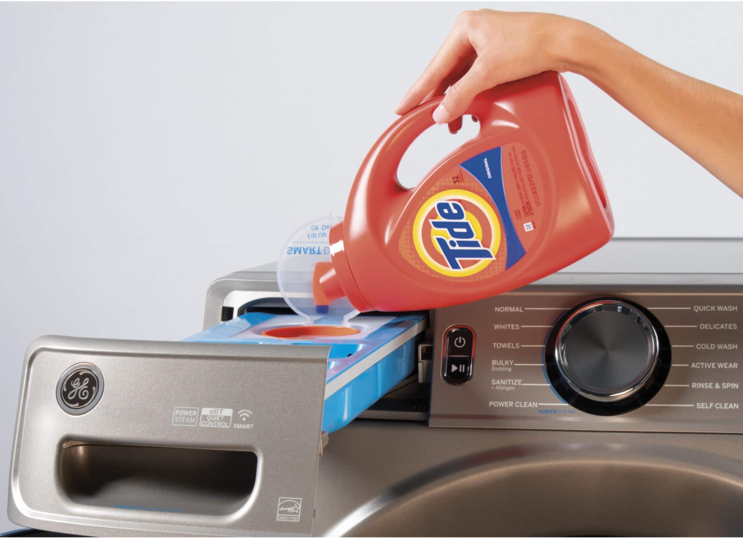 Alt View 14. GE - 4.8 Cu Ft High-Efficiency Stackable Smart Front Load Washer w/UltraFresh Vent, Microban Antimicrobial & SmartDispense - Satin Nickel.