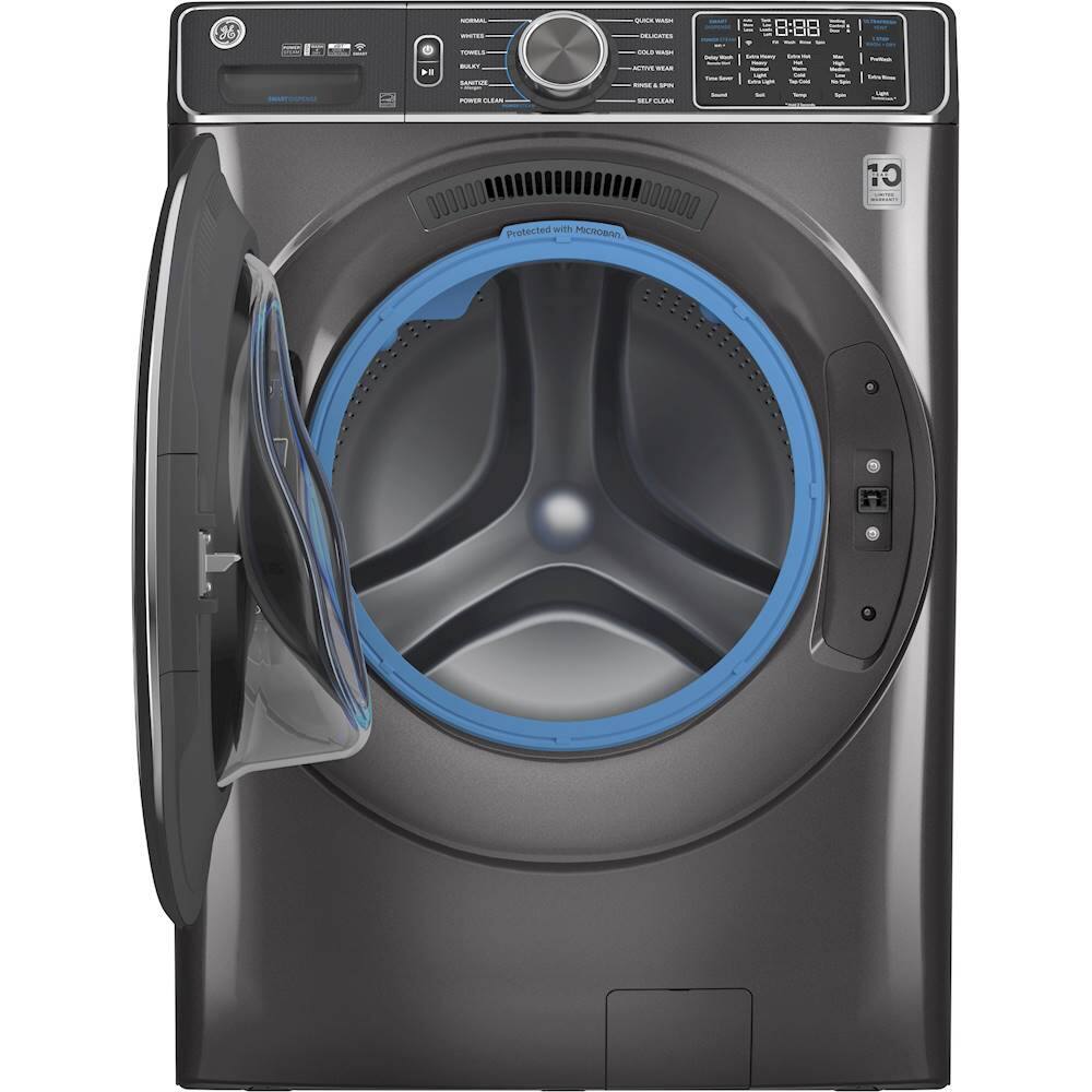 Alt View 12. GE - 5.0 Cu. Ft. High-Efficiency Front Load Washer with UltraFresh Vent System - Diamond Gray.