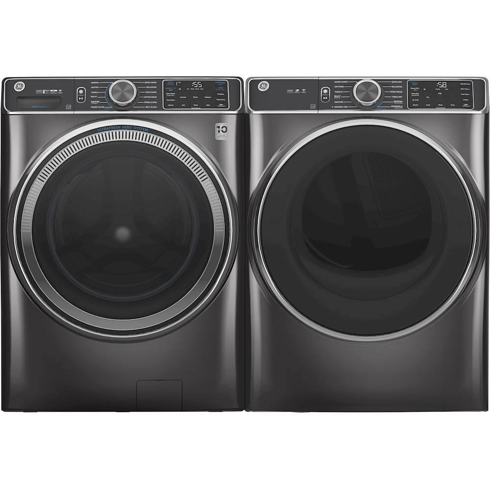 Alt View 6. GE - 5.0 Cu. Ft. High-Efficiency Front Load Washer with UltraFresh Vent System - Diamond Gray.