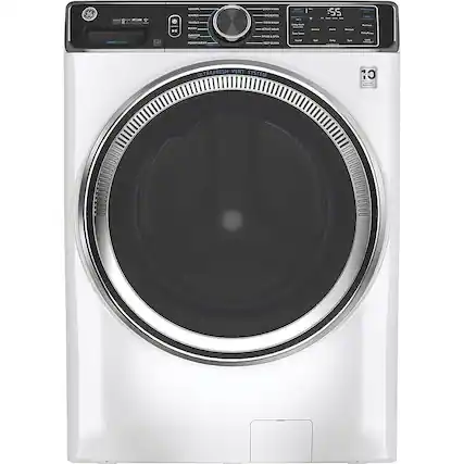 Front. GE - 5.0 Cu Ft High-Efficiency Stackable Smart Front Load Washer w/UltraFresh Vent, Microban Antimicrobial & 1-Step Wash+Dry - White.