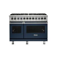 Viking - Professional 5 Series Freestanding Double Oven Dual Fuel Convection Range with Self-Cleaning - Slate Blue - Front_Standard
