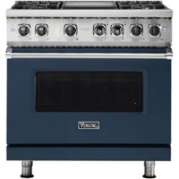 Viking - Professional 5 Series 5.6 Cu. Ft. Freestanding Dual Fuel True Convection Range with Self-Cleaning - Slate Blue - Front_Zoom
