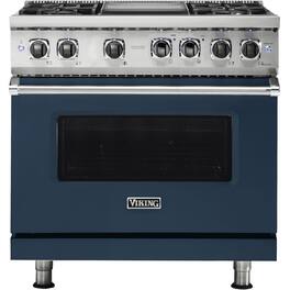 Viking - 5-Series 5.6 Cu. Ft. Self-Cleaning Freestanding Dual Fuel Convection Range - Slate Blue