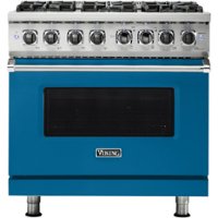 Viking - Professional 5 Series 5.6 Cu. Ft. Freestanding Dual Fuel True Convection Range with Self-Cleaning - Alluvial blue - Front_Zoom