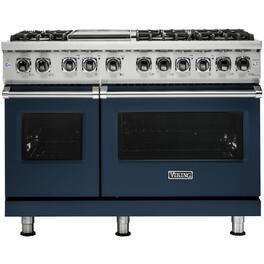 Viking - 5-Series Dual Fuel Self-Clean 48"W Sealed Burner Range - Slate Blue