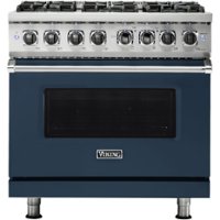 Viking - 5-Series 5.6 Cu. Ft. Self-Cleaning Freestanding Dual Fuel Convection Range - Slate Blue - Front_Zoom