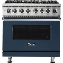 Viking - 5-Series 5.6 Cu. Ft. Self-Cleaning Freestanding Dual Fuel Convection Range - Slate Blue