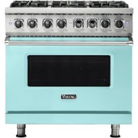 Viking - 5-Series 5.6 Cu. Ft. Self-Cleaning Freestanding Dual Fuel Convection Range - Bywater Blue - Front_Zoom