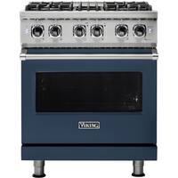 Viking - Professional 5 Series 4.7 Cu. Ft. Freestanding Dual Fuel True Convection Range with Self-Cleaning - Slate Blue - Front_Zoom