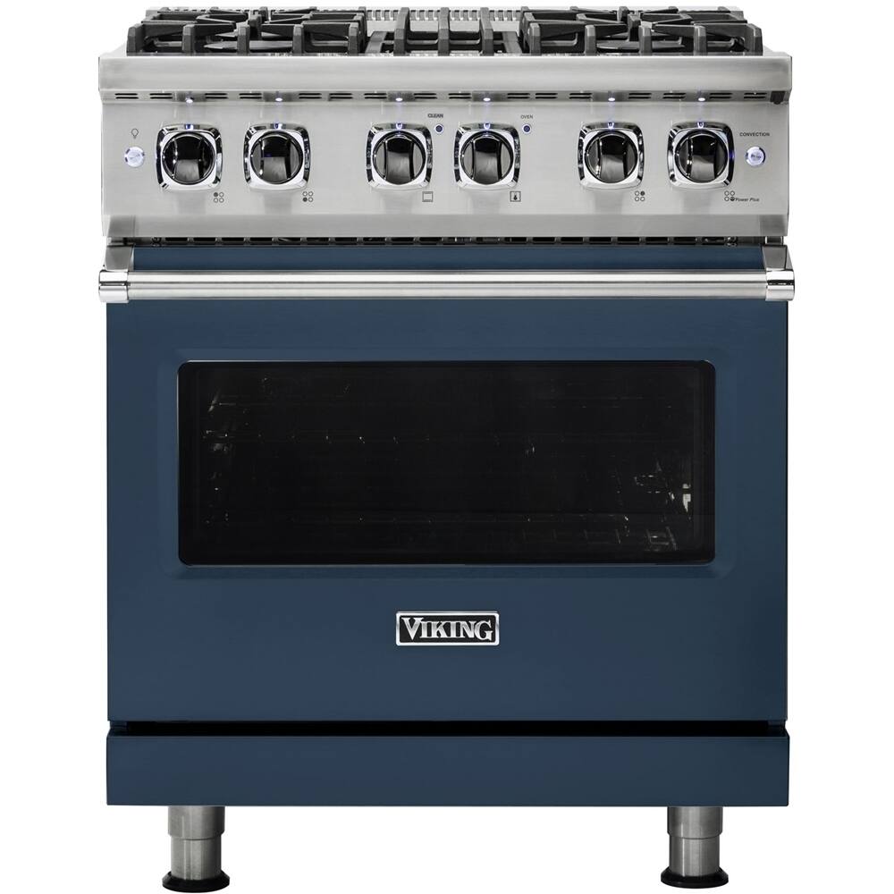 Viking - 5-Series 4.7 Cu. Ft. Self-Cleaning Freestanding Dual Fuel Convection Range - Slate Blue