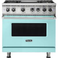 Viking - Professional 5 Series 5.6 Cu. Ft. Freestanding Dual Fuel True Convection Range with Self-Cleaning - Bywater Blue - Front_Zoom