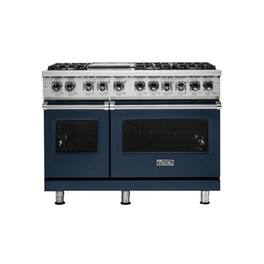 Viking - 5-Series Dual Fuel Self-Clean 48"W Sealed Burner Range - Slate Blue