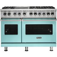 Viking - Professional 5 Series Freestanding Double Oven Dual Fuel True Convection Range with Self-Cleaning - Bywater Blue - Front_Zoom