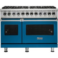 Viking - Professional 5 Series Freestanding Double Oven Dual Fuel Convection Range with Self-Cleaning - Alluvial blue - Front_Zoom