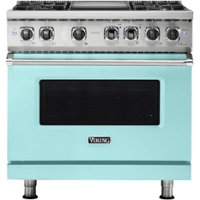 Viking - 5-Series 5.6 Cu. Ft. Self-Cleaning Freestanding Dual Fuel Convection Range - Bywater Blue - Front_Zoom