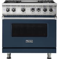 Viking - Professional 5 Series 5.6 Cu. Ft. Freestanding Dual Fuel True Convection Range with Self-Cleaning - Slate Blue - Front_Zoom