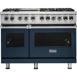 Viking - 5-Series Dual Fuel Self-Clean 48"W Sealed Burner Range - Slate Blue