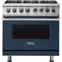 Viking - Professional 5 Series 5.6 Cu. Ft. Freestanding Dual Fuel True Convection Range with Self-Cleaning - Slate Blue - Front_Zoom