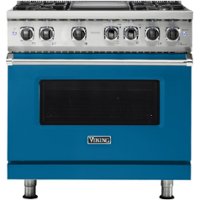 Viking - 5-Series 5.6 Cu. Ft. Self-Cleaning Freestanding Dual Fuel Convection Range - Alluvial Blue - Front_Zoom