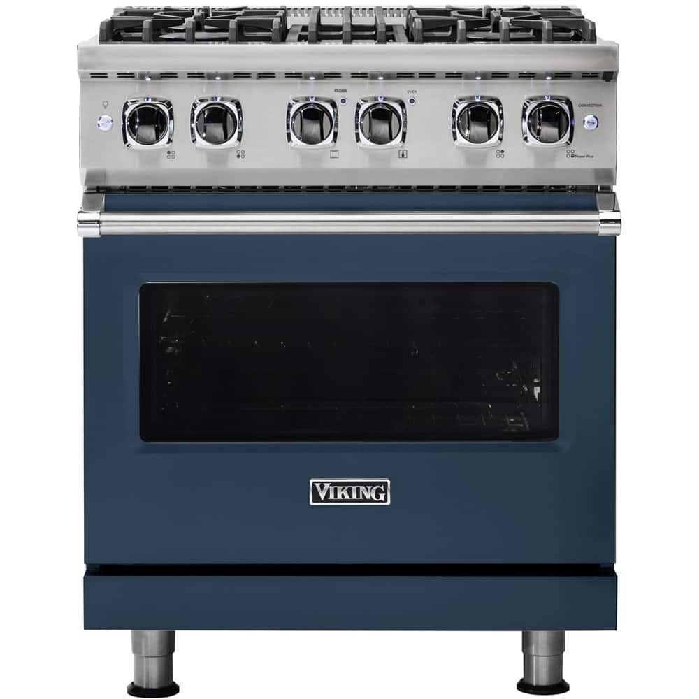 Front. Viking - 5-Series 4.7 Cu. Ft. Self-Cleaning Freestanding Dual Fuel Convection Range - Slate Blue.